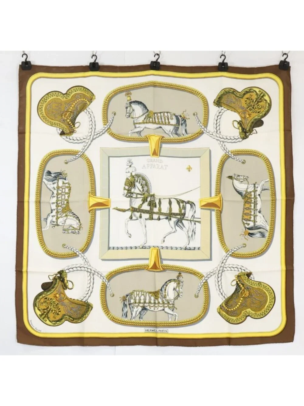 Hermes Grand Apparat Silk Carre 90 Scarf